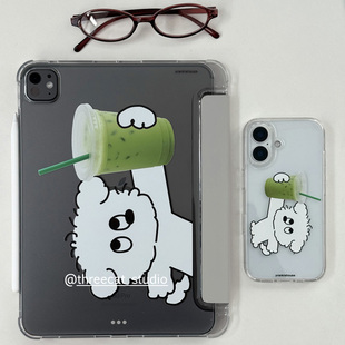 10保护套 4平板10代ipad保护壳pro2025防摔透明笔槽11寸苹果ipad7 韩ins可爱有趣抹茶小狗11代air7