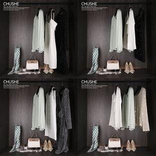 搭配 展示衣服礼服女士女装 初舍印象 样板房衣帽间绿色系列软装