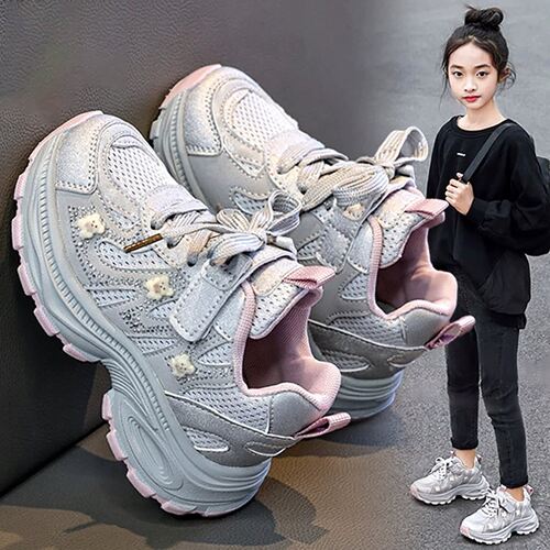 法国Uamtor女童鞋子2026新款春秋爆款软底网面运动老爹鞋女孩跑步