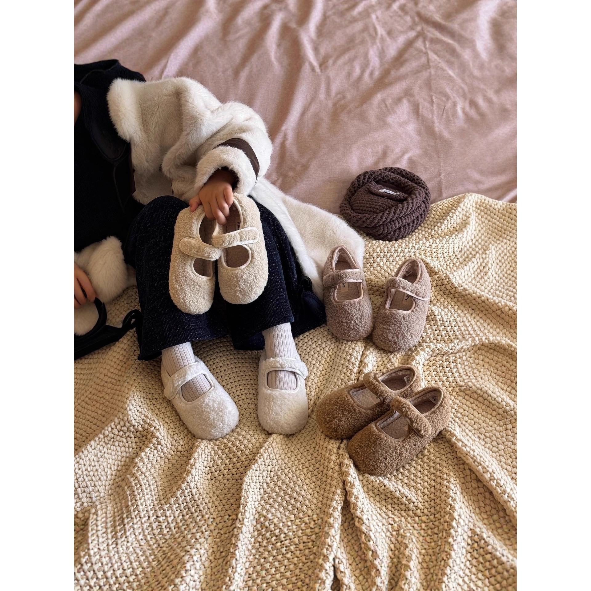 韩国Uamtor女童毛毛鞋冬季新款儿童韩版保暖女孩豆豆鞋二棉加绒鞋