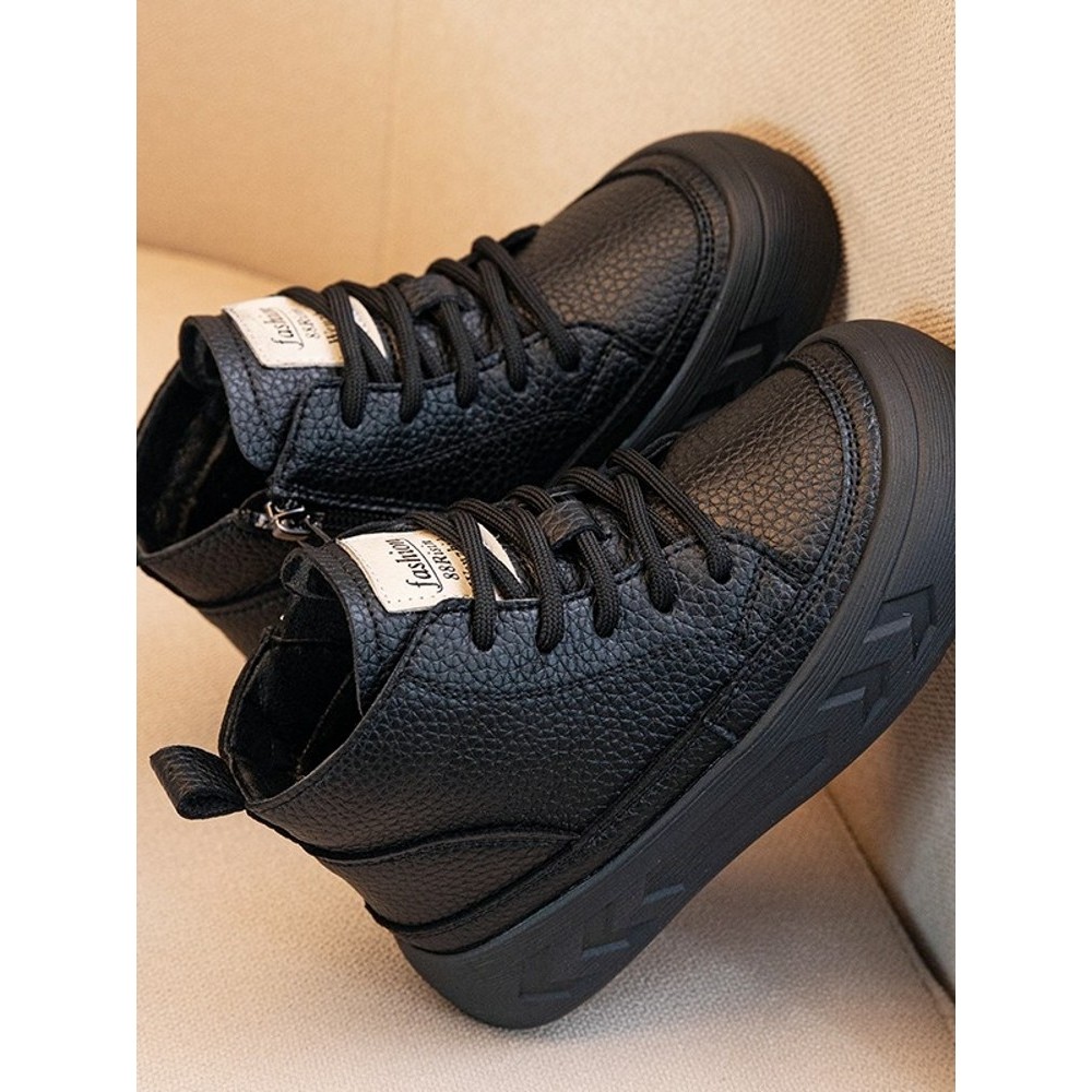 Next inss男童真皮马丁靴2025秋冬新款加绒软底短靴二棉雪地棉靴