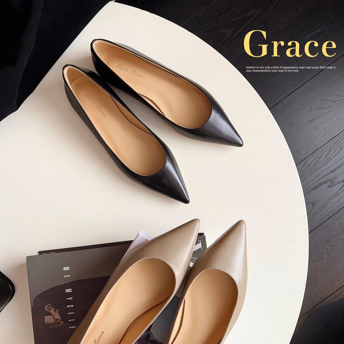 2025春季新品 极简胎牛皮单鞋~软皮大象灰尖头浅口内增高平底女鞋,女鞋,浅口单鞋,淘宝优惠券,粉丝福利购,淘宝优惠卷