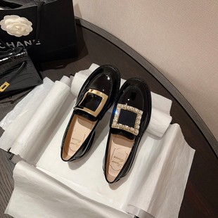 Superqueen 高板本 漆皮rv水钻方扣乐福鞋女 厚底一脚蹬单鞋女