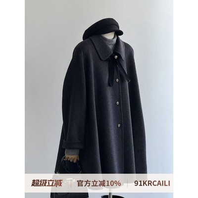 【魔法斗篷】小众设计感 2025秋冬双面羊绒大衣女极简风羊毛外套