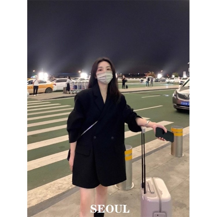 SEOUL喵/黑色西装外套女oversize高级感2026春秋新款宽松休闲西服