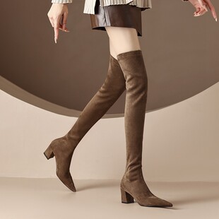 意大利Corso Venezia不掉筒弹力过膝靴女2025年新款高跟瘦腿长靴
