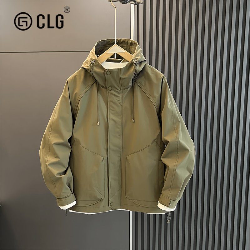 香港CLG潮牌春秋连帽外套男休闲百搭工装夹克时尚运动简约冲锋衣,男装,夹克,淘宝优惠券,粉丝福利购,淘宝优惠卷