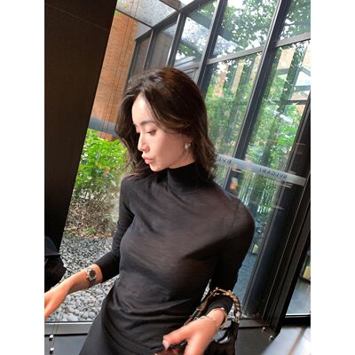 DORACTR 康赛妮 80s精纺半高领羊毛打底衫女秋季纯色修身内搭上衣