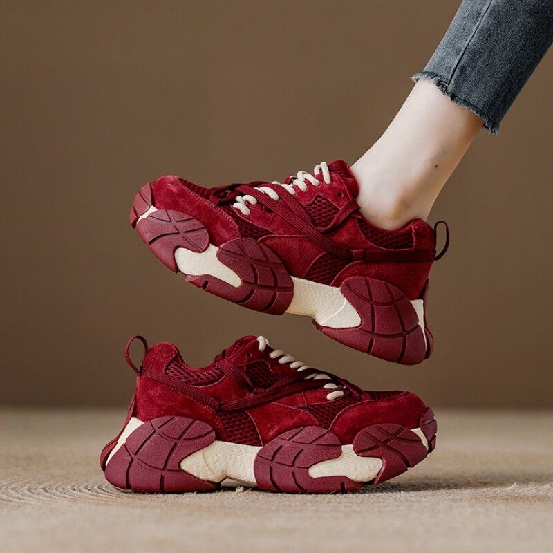 西班牙小众品牌ONGYSL红色覆古老爹鞋厚底增高休闲鞋婚鞋运动女鞋,女鞋,婚鞋,淘宝优惠券,粉丝福利购,淘宝优惠卷