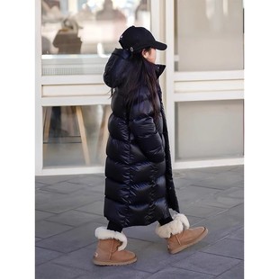 法国Oimg女孩羽绒服中长冬季儿童过膝长男孩冬季外衣加厚大儿童外