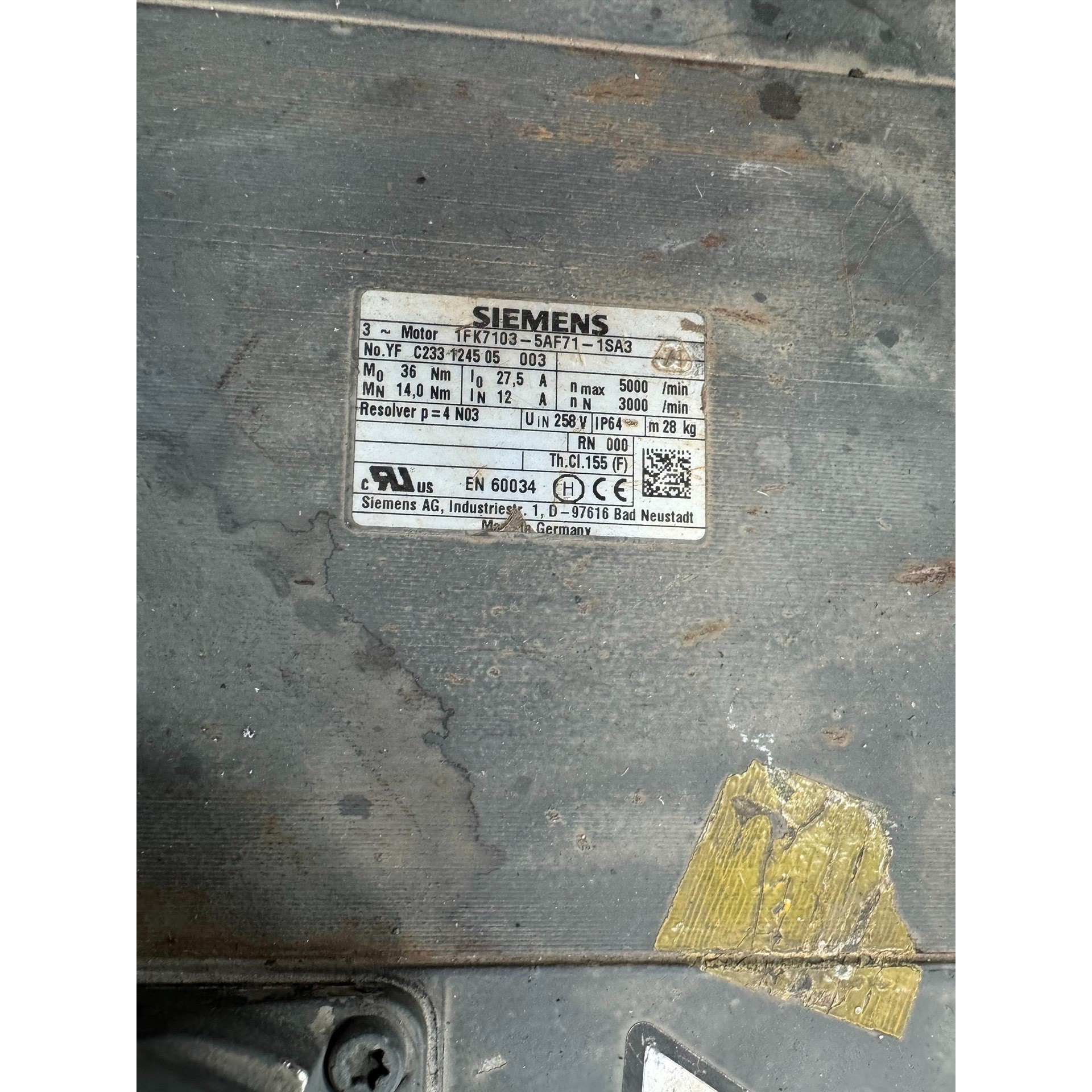 原装拆机伺服电机1FK7103-5AF71-1SA3功