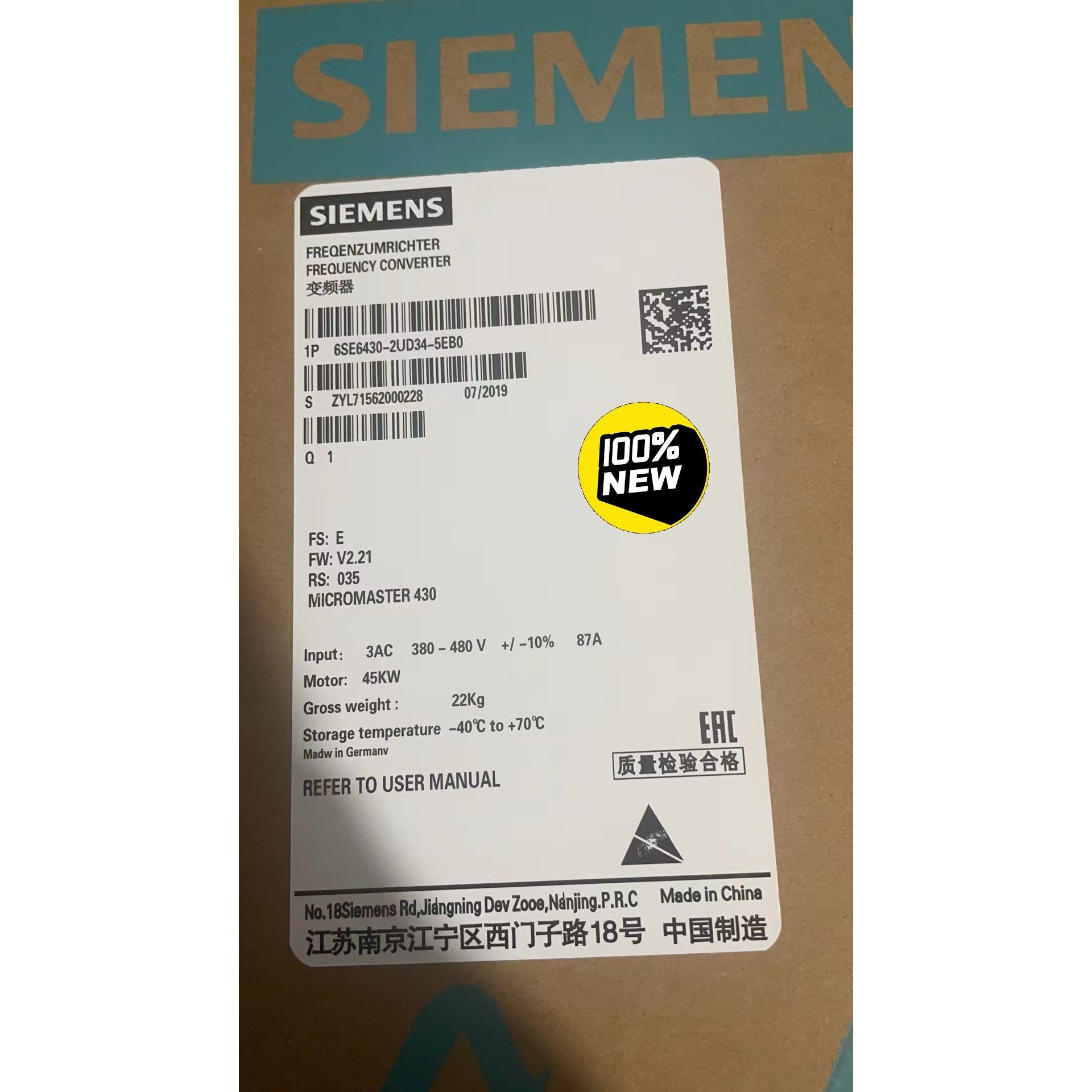 6SE6430-2UD34-5EB0/5EA0全新mm