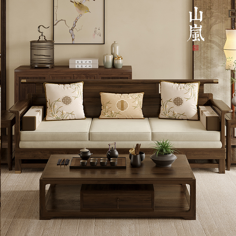 新中式抱枕床头腰枕汽车靠垫高级感客厅沙发抱枕套2024新款山岚