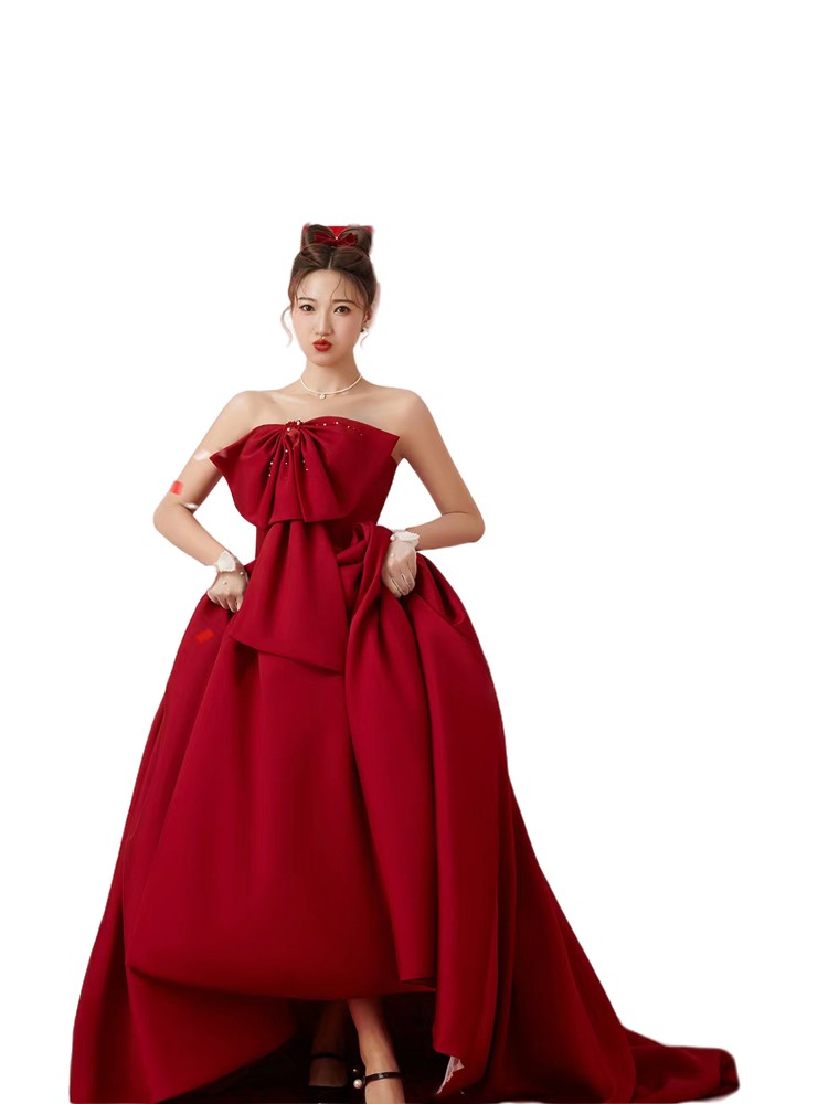Photography props suitable for photo sessions, red clothing, wedding dress indoor, tube top for beloved with bow Photography props suitable for photo sessions, red clothing, wedding dress indoor, tube top for beloved with bow