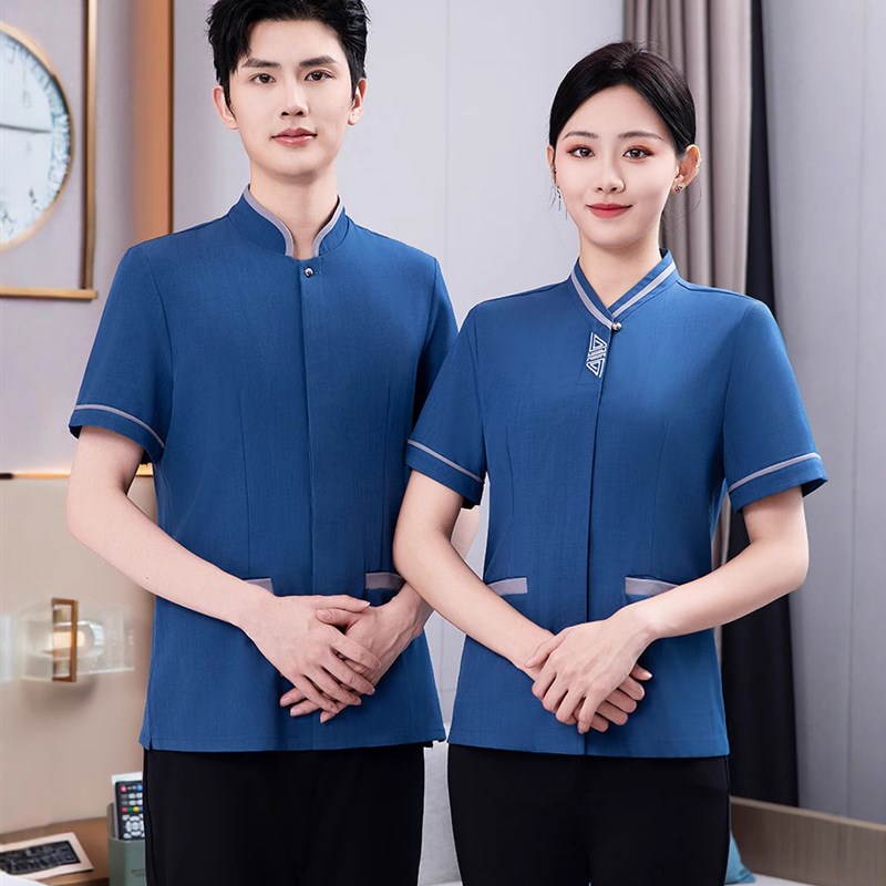 保洁员工作服夏季女酒店客房服务员物业商场阿姨清洁家政工衣短袖