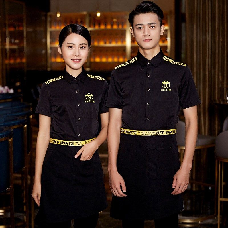 酒店餐饮工作服短袖套装餐厅火锅饭店服务员夏装酒吧KTV工装男女
