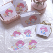 原创小羊卡通异型贴纸封口贴开箱收物贴高颜值打包飞机盒手帐素材