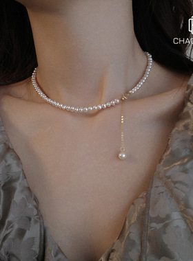 珍珠锁骨链女2025年新款时尚气质轻奢项链简约个性百搭感颈链