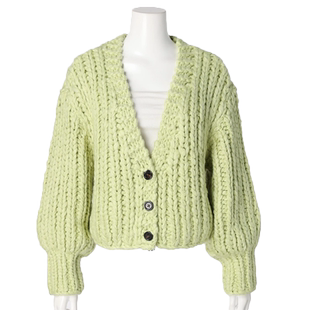 Apuweiser-riche明星画册款秋冬粗棒针开衫外套22452590