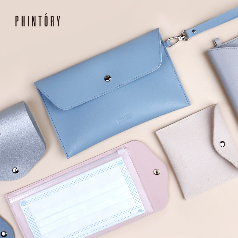 口罩收纳袋暂存夹保护套便携手拿包随身携带夹子装皮质神器可折叠