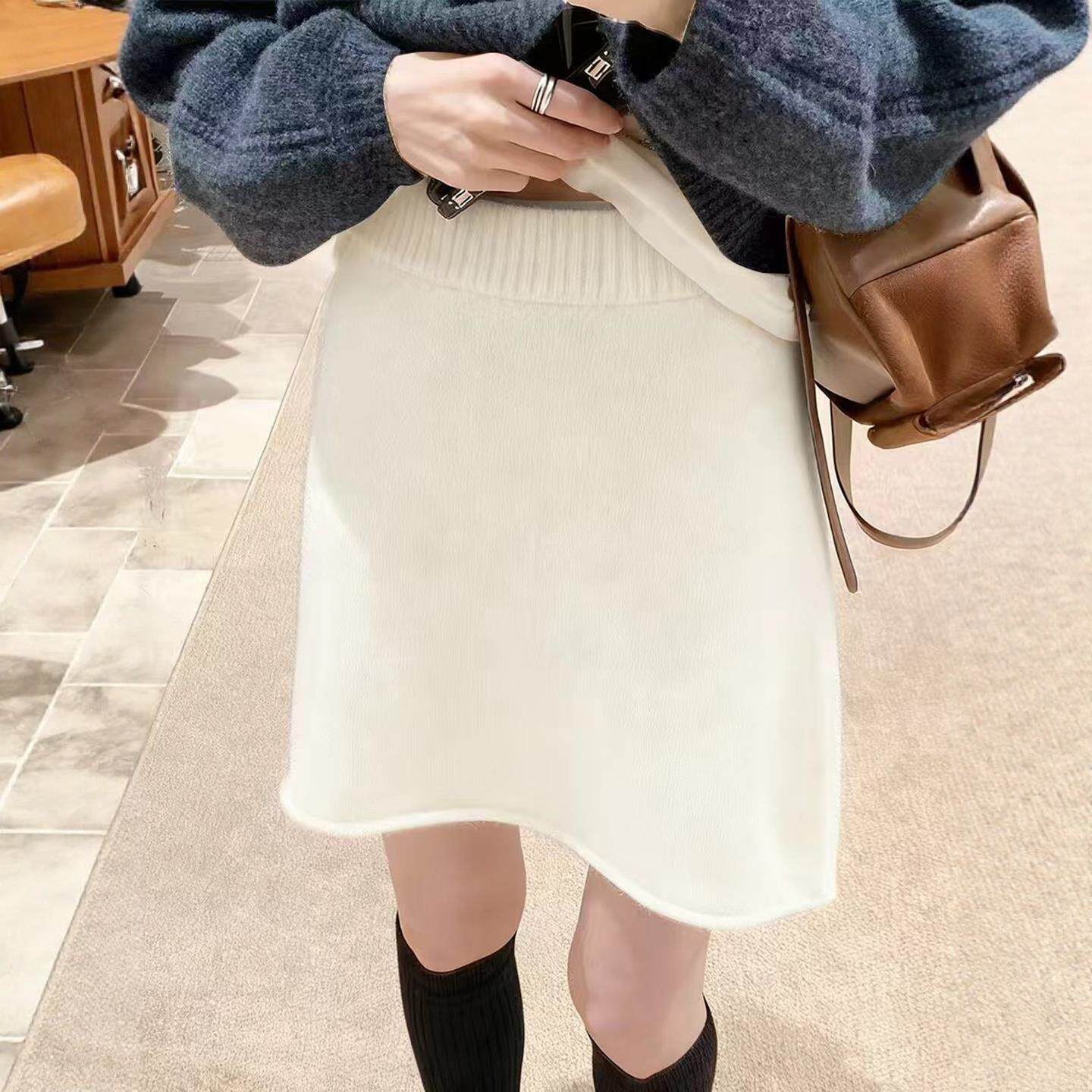 NextMary羊绒针织短裙女秋冬季小个子冬裙半身裙a字包臀裙子半裙