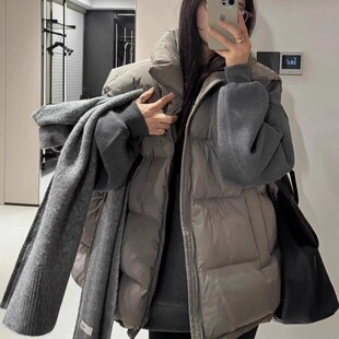 NativeRoad灰色立领外穿羽绒服马甲夹女2025秋冬新款宽松坎肩外套