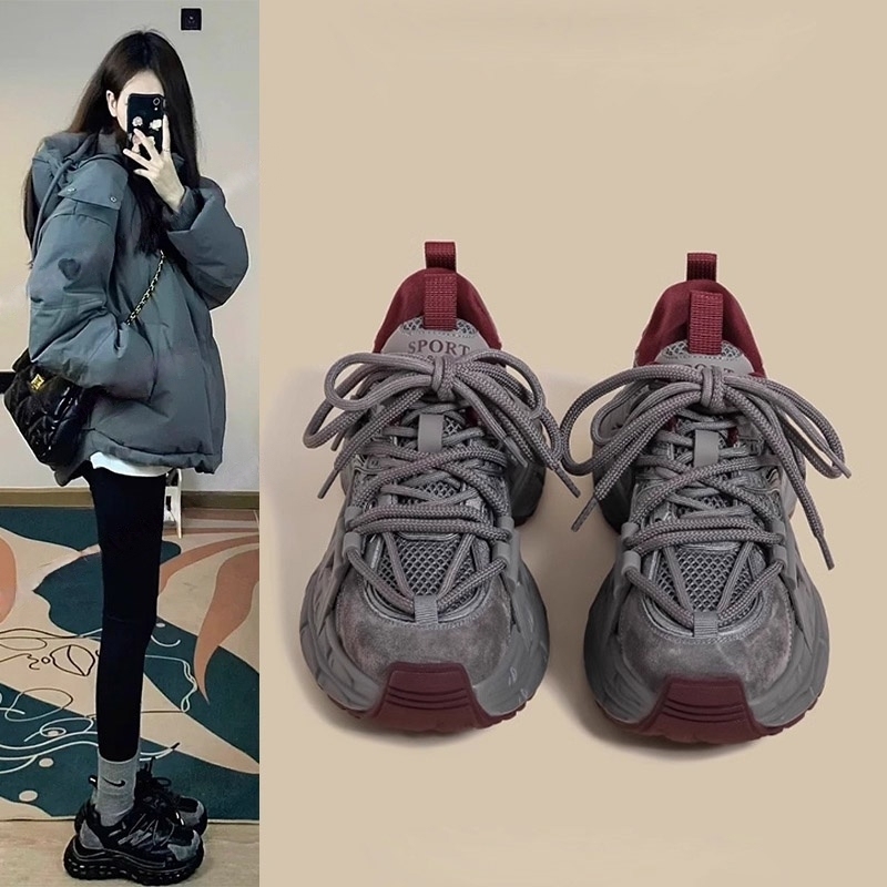 英国DGKP厚底老爹鞋女2025秋季新款复古休闲女鞋爆款显脚小运动鞋