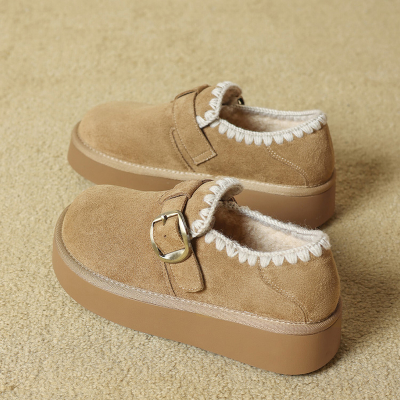 米兰风MDCW加绒勃肯鞋女2025新款冬季厚底全包毛毛绒雪地靴棉鞋子