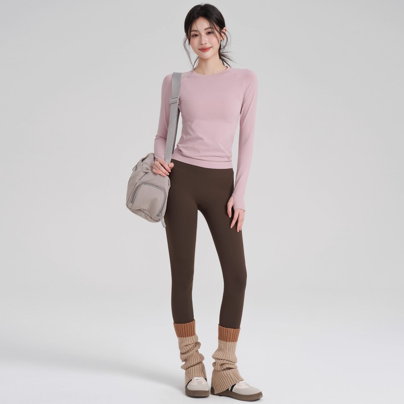 米兰风MDCW秋冬新款普拉提瑜伽服套装女圆领速干跑步训练健身长袖