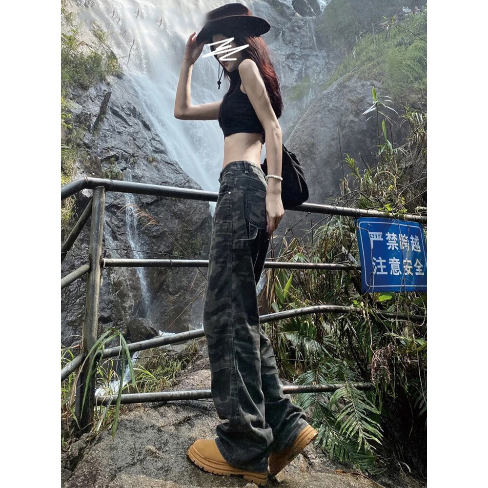 MDCW米兰风美式迷彩工装裤女春夏季2026新款小个子hiphop登山裤子