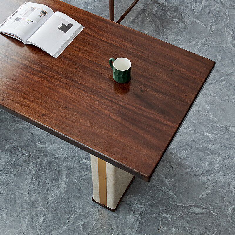 黑胡桃木办公桌两件套北欧实木书桌简约现代原木老板桌画案写字台