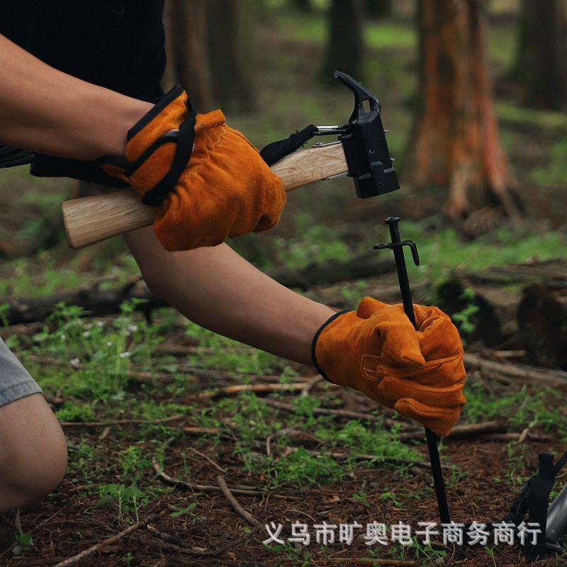 户外野营地钉锤子木柄铜锤营钉锤榔头野外敲击锤拔钉器铁锤虎鲨锤
