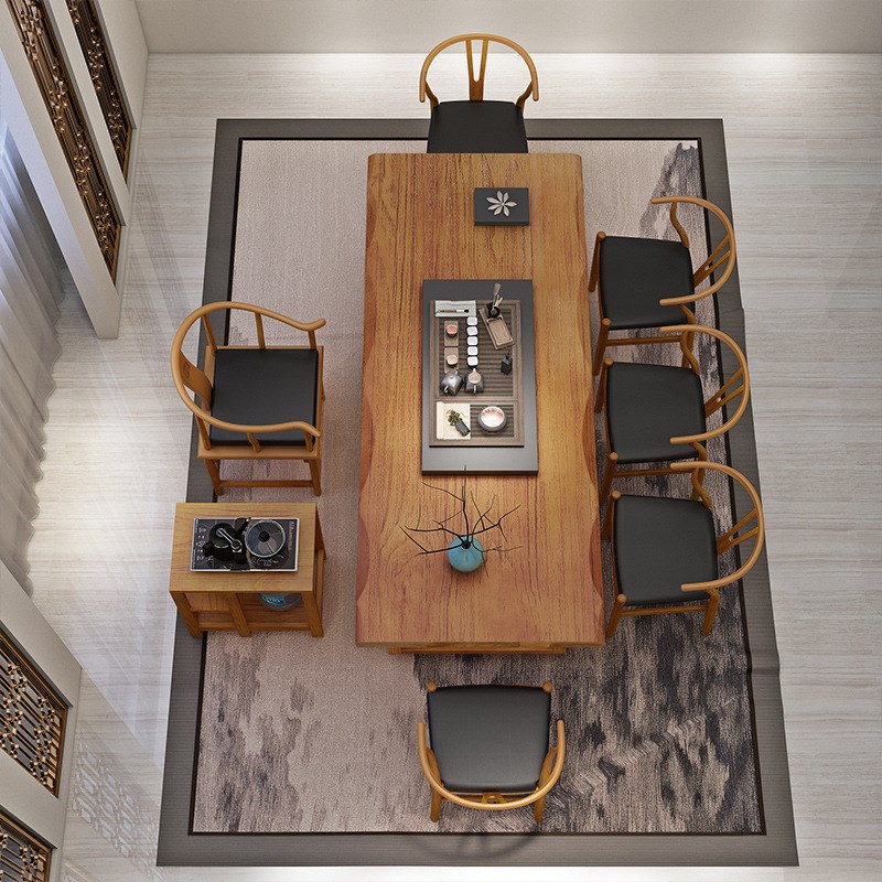 新中式实木茶桌椅组合家用客厅简约泡茶桌办公室禅意功夫茶台茶几