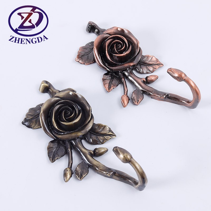 新款多色锌合金牵牛花挂钩窗帘金属墙钩 窗帘配件供应