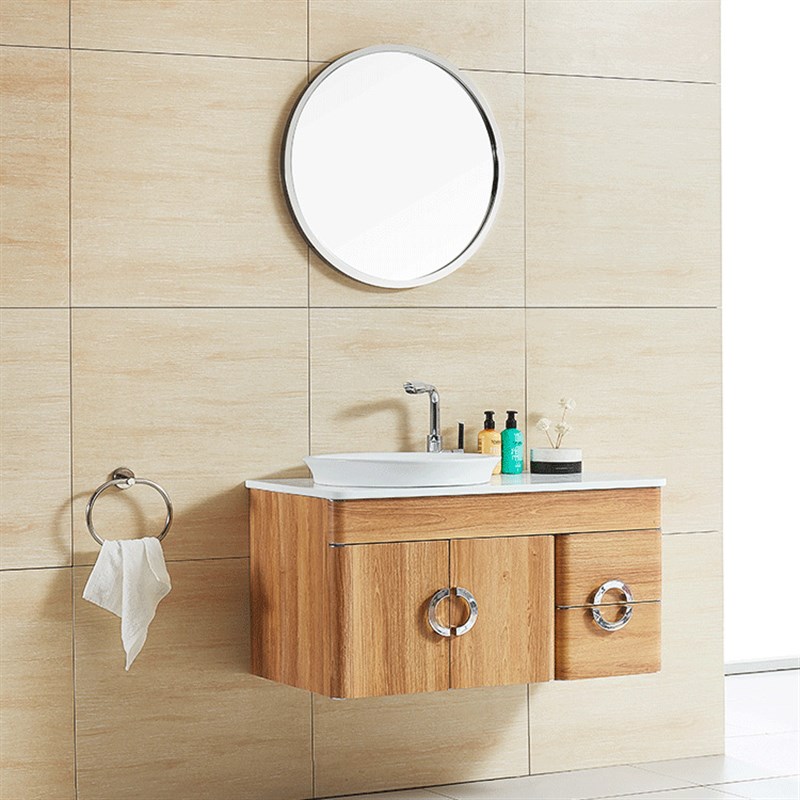 挂墙式卫生间洗手盆欧式简约现代不锈钢浴室柜PVC 卫浴柜