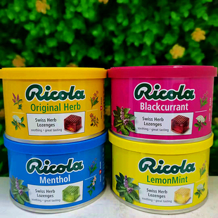 100g瑞士利口乐薄荷润喉糖RicolaLemonMint Menthol Blackcurrant