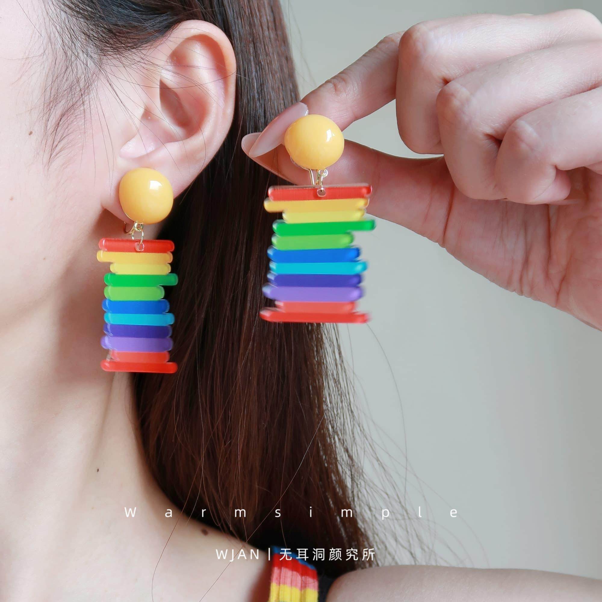 「夏日彩虹」WJAN蚊香盘耳夹女耳饰高级气质无耳洞高级感2025新款,饰品/流行首饰/时尚饰品新,耳夹,淘宝优惠券,粉丝福利购,淘宝优惠卷