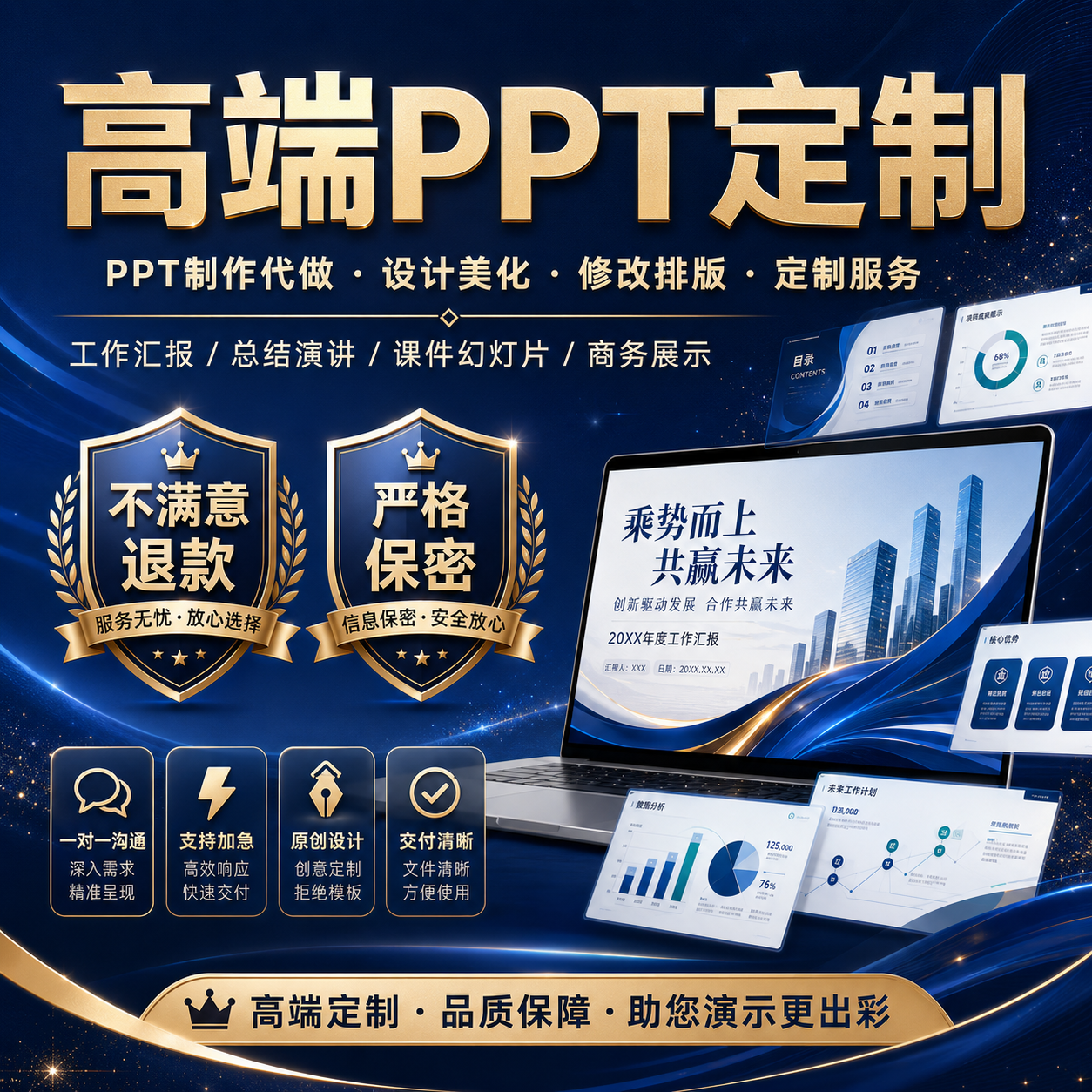 PPT制作代做设计美化修改排版定制工作汇报总结演讲课件幻灯片