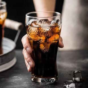 彩盒版 可口可乐玻璃杯透明水杯简约创意果汁冷饮杯啤酒杯子370ml