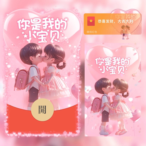 你是我的小宝贝微信红包封面动态音乐可爱情人节情侣红包封面