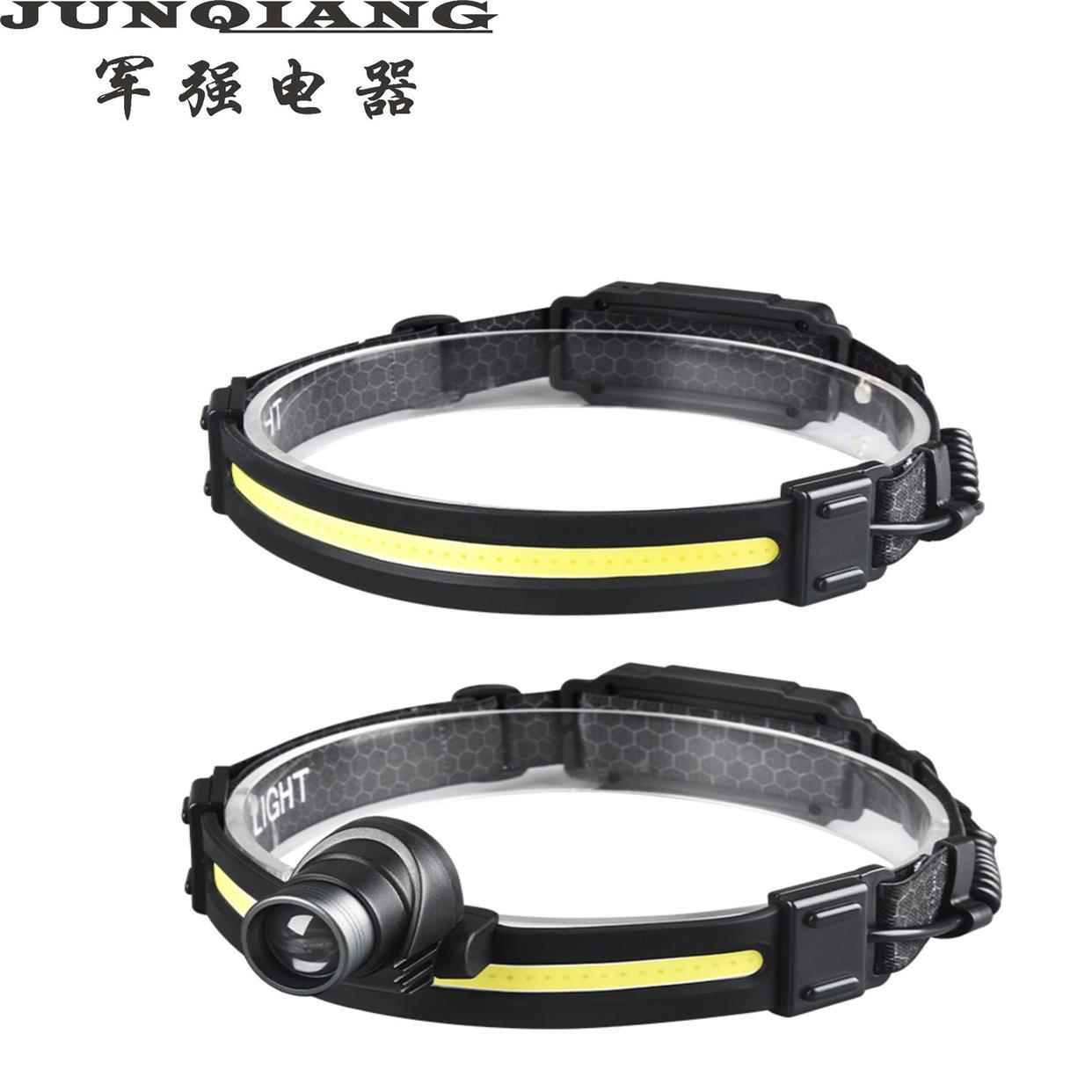 热销硅胶头灯LED智能感应双光源电显示泛光灯骑行钓鱼灯强光头灯