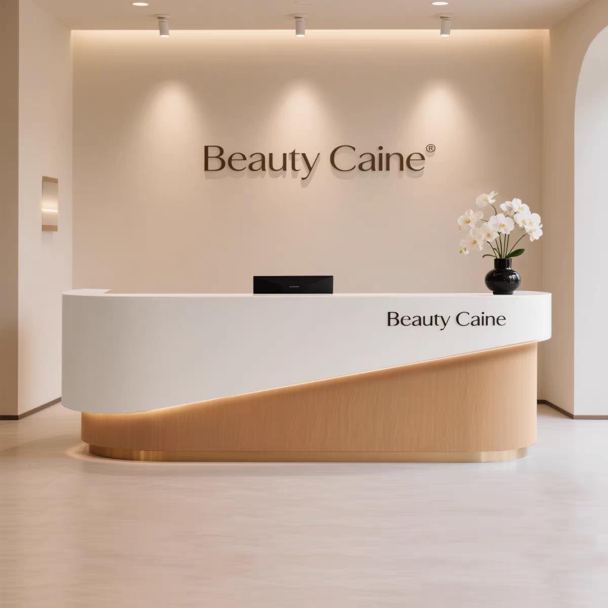 轻奢美容院弧形前台接待台服装店收银柜台烤漆培训机构公司吧台柜