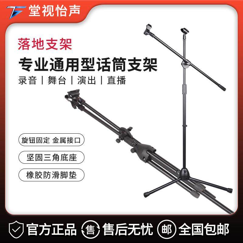 专业麦克风支架落地式金属话筒支架舞台演出K歌三角话筒架子加重