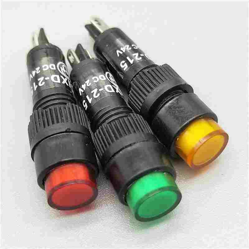 10个8mm开孔NXD-215塑料电源信号指示灯红绿黄12V 24V圆形微小型