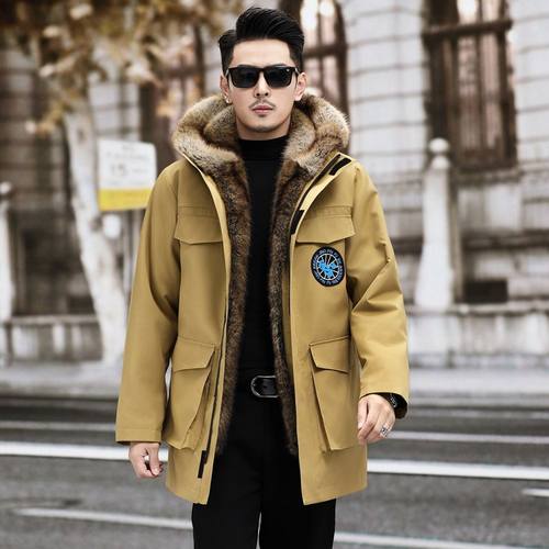 海宁皮草派克服男士冬可拆卸内胆