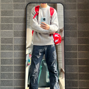 上衣 慵懒风宽松套头针织衫 美式 麻花圆领毛衣男女秋冬季