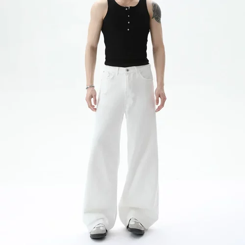 TURNTIDE 基础水洗蓝色破坏A字直筒牛仔裤男cleanfit休闲百搭简约