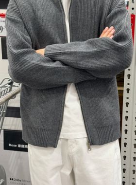 秋冬立领毛衣开衫拉链针织衫男毛衣韩版宽松慵懒风上衣外套