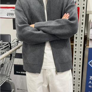 宽松慵懒风上衣外套 男毛衣韩版 秋冬立领毛衣开衫 拉链针织衫