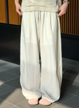 ST·Shen莱赛尔天丝亚麻混纺松弛垂感休闲拖地弯刀裤男女82201